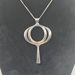 Vintage David Andersen Sterling Silver Modern Orbital Pendant Necklace